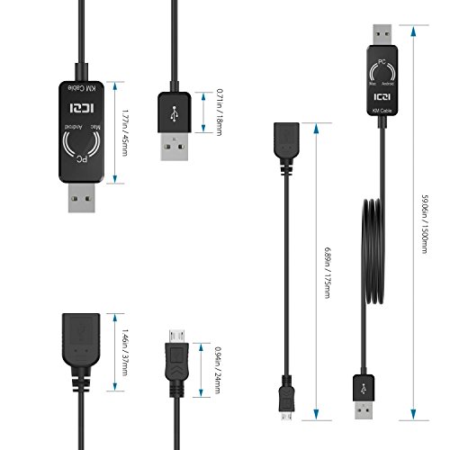 ICZI USB 2.0 Datenkabel, hochgeschwindigkeits PC zu PC USB Datenkabel, Datenaustausch zwischen 2 Computern, Vernickelt, Schwarz, für Windows und Mac und Android, 1.5m (USB 2.0) - 7