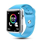 leegoal Bluetooth-Smart-Uhr, Touchscreen-Fitness-Uhr-Smart-Armbanduhr, SIM-Kamera-Tracker-Recorder-Audiovideo-Wiedergabe Smartphone-kompatibles IOS-Android-Telefon Mann-Frau-Kind-Schwarz