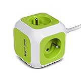 Olvídese de los ladrones alargados y estorbosos. Con este práctico y compacto ladrón de GreenBlue podrá satisfacer las necesidades de consumo de sus aparatos electrónicos, incluso de los que sólo requieren cargarse por USB, gracias a los 2 puertos USB incluídos. Tomas de corriente: 4 entradas Enchufes con protección infantil Puerto USB: 2x USB: 5V 2.1A Longitud del cable: 1,4 m Kit para colocar en pared o mesa: 1x marco de plástico:, 2x velcro, 2x tornillos