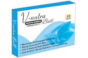 V-NUTRA BULL New! Super Extra-Strong V-NUTRABULL Blue - Ginseng and Herbal Food Supplement for Men. The Most Effective Natural, Powerful and Fast Acting Food Supplement for Men! - (Pack of 10 Capsules)