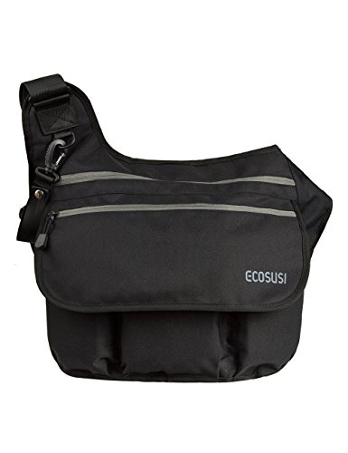Ecosusi Men's Baby Nappy Diaper Changing Cloth Bags Shoulder Messengers for Dads Black