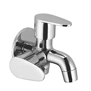 LAYSAN FUSION 2 in 1 tap for washing machine 2 in 1 bib tap for bathroom with chrome finish half turn disk and foam flow ( WITH WALL FLANGE AND TEFLON TAPE )