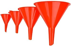 DEDC 4PCS Gas Funnels, Car Oil & Gas Liquid Plastic Funnel for Kitchen Automotive (4PCS Different Size Red Funnel)