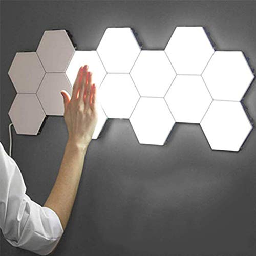 Preisvergleich Produktbild LLCOFFGA Quantum Lights Wandlampen LED Nachtlicht Magnet Hexagonal Berührungsempfindliche Beleuchtung Gang Schlafzimmer Wohnzimmer Hintergrund Wohnkultur Weiß Umgebungslampen,4PCS