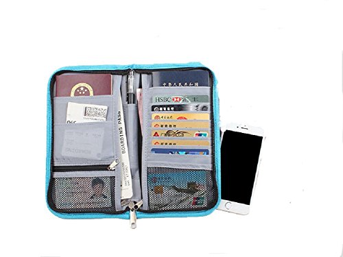 URAQT Reiseorganizer Reisedokumententasche Reisebrieftasche mit Reißverschluss, Reisepass Tasche, RFID-Blockierung für Reisedokumente, Kreditkarten Visitenkarten - 4