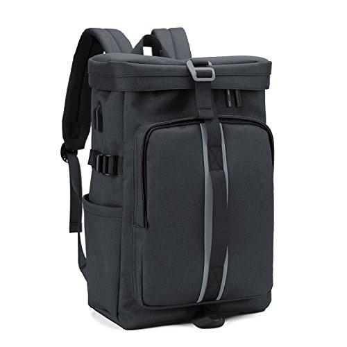 YAOHU Laptop Rucksack 15 6 Zoll mit USB Ladeport Anti Diebstahl  Vintage Wasserdicht Uni Schulrucksack f  r Teenager Studenten Casual Daypack Rucksack