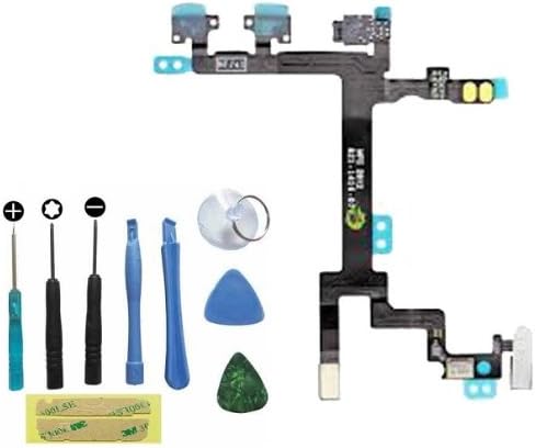 New Horrizon Replacement Light Proximity Sensor Power Switch On Off Power/Lock, Volume &amp; Mute Button Flex Cable for Apple iPhone 5 5G