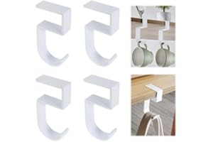 KYSUN 4 PCS Gancio a Morsetto in Alluminio, per Scrivania Del Computer da Ufficio, Ideale per Appendere le Cuffie o la Borsa (Bianco)