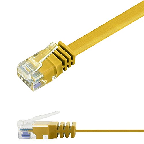 Ligawo 1014146.0 Patchkabel Netzwerkkabel Cat6 Flexibel Slim Design Flachkabel (7m) gelb