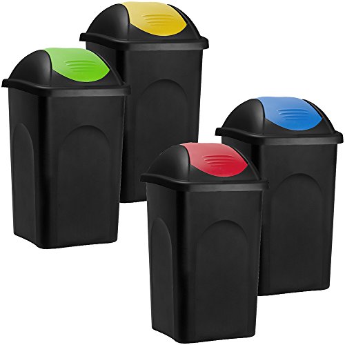 Lot de 4 Poubelles de recyclage Couvercle Automatique 60 Litres