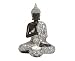 Produktbild Buddha Figur meditierend sitzend mit Teelichthalter Silber/Dkl. Braun aus Poly B16/T14/H20cm