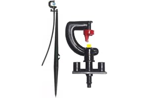 GNCGARDEN Microarroseur 180° + piquet pour l'irrigation agricole et l'irrigation dans le jardinage. Microarroseur pour irrigation de 180° avec débit 35 à 120 l/h. Rayon de portée de 1,2 à 2 m. Piquet de 30cm.