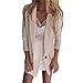 Produktbild serliyDamen Blazer Cardigan Dünn 3/4 Geraffte Ärmel Elegant Bolero Business Jacke Blazer Slim Fit Anzug Trenchcoat