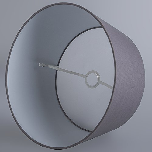 QAZQA Leinen Lampenschirm 40cm rund DS E27 leinen braungrau , Rund konisch Schirm Pendelleuchte, Schirm Stehleuchte, - 5