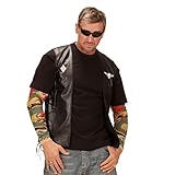 Farbe: Schwarz Amakando Rocker Lederweste Motorrad Rockerweste XL 54 Totenkopf Bikerweste Biker Weste Karneval Kostüm Zubehör Hardrock Kunstlederweste Gothic Skull Motorradweste