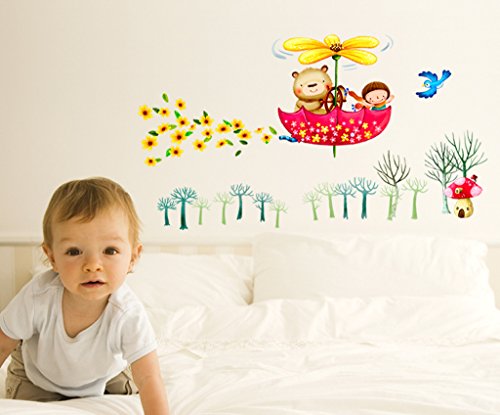 Decals Design 'Jungle with Teddy Bear' Wall Sticker (PVC Vinyl, 50 cm x 70 cm x 1 cm)