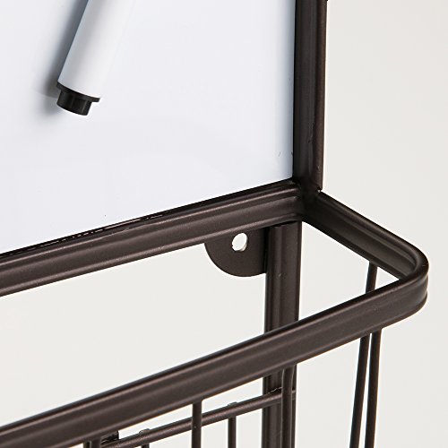 mDesign Briefablage und Schlüsselleiste aus Stahl- für ordentliche Aufbewahrung von Schlüssel, Briefe, Prospekte – mit weißer Tafel – Schlüsselbrett mit Ablage – Farbe: Bronze - 5