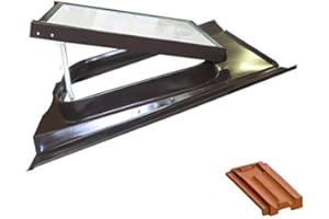 LUXTIG Lucernario Vetro Temperato - Modello 45X60 cm - Telaio verniciato testa di Moro- Vasistas - KTP (piano/marsigliese, testa di Moro)