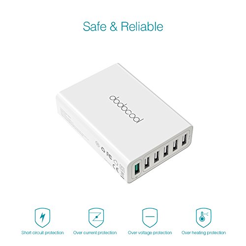 dodocool Quick Charge 3.0 USB Ladegerät mit 6 Ports 58W Schnellladegerät, 1x QC3.0 und 5x USB 2.0 Port mit 1.5m abnehmare Netzkabel - 4