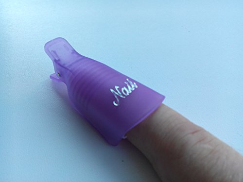 10 Maniküre Klammern Clip für Fingernägel Remover Wraps Nagellackentferner CND Shellac und Bluesky (lila) - 4