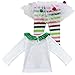 TiaoBug 2pcs Baby Girls Christmas Santa Cartoon Deer Ruffle T-shirt Tops Striped Tutu Pants Sets White 2-3 Years