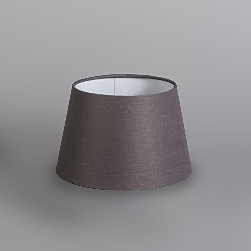 QAZQA Leinen Lampenschirm 20cm rund DS E27 leinen braun-grau , Rund konisch Schirm Pendelleuchte, Schirm Stehleuchte, - 3