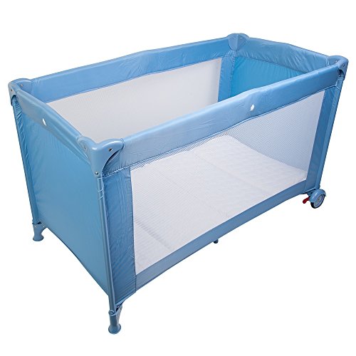 Safetots Sleep and Go Travel Cot Blue with Deluxe Mattress