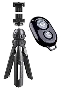 Kimloo Premium Universal Extendable Mini Tripod and Mobile Clip Holder Lightweight Portable 5 Time Height Adjustment Upto 28cm for All Phones, Action and DSLR Camera's and One Remote Shutter