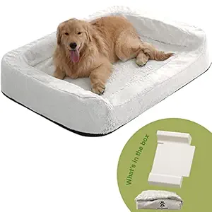 Pawmmy Adjustable Pillow Dog Beds for Large Dogs for Small/Medium Dogs -Orthopedic Dog Bed - Dog Couch with Washable Removable Cover & Waterproof Liner