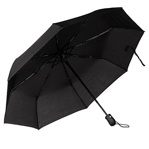 Paraguas Plegables Automático Antiviento. Paraguas Originales Mujer y Hombre Ligero Resistente y Compacto. Varillas Fibra de Vidrio Tela Reforzada 210T. Garantía Calidad. GOLDEN LEMUR. (Negro, 8 SEG)