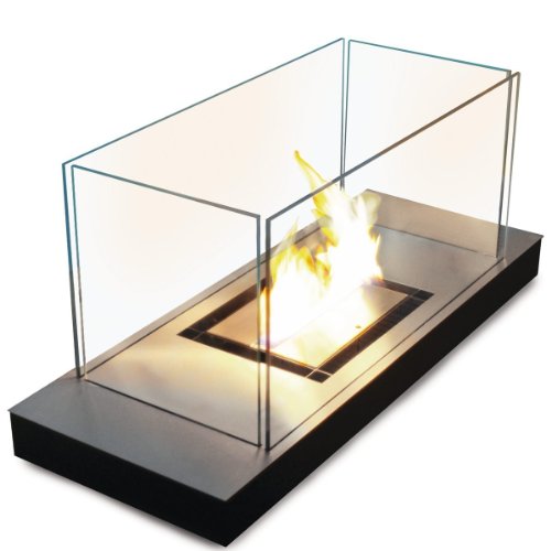 Uni Flame schwarz 1,7 L gebürsteter Edelstahl Ethanol-Kamin - 544 a