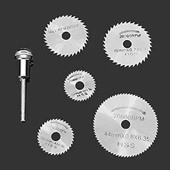 TruVeli Mini HSS Circular Saw Blades Rotating Tool For Dremel Rotary Metal Cutter Hand Tool Set of Diamond Cutting Discs Chuck - 6Pieces Set