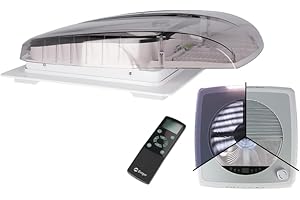 ‎BERGER BERGER Dachluke Wohnwagen 40x40 mit 12V Ventilationssystem und Regenschutz | Dachfenster Wohnmobil, geräuscharm und stoßfest | inkl. Beleuchtung & Fernbedienung (rauch)