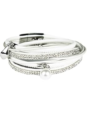 Mevina Damen Strass Armband Baum des Lebens Anhänger Wickelarmband Perle Magnetverschluss Shamballa Perlenarmband