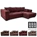 Produktbild Cavadore Ecksofa Mavericco / XXL Eckcouch Inkl. Rückenkissen und Zierkissen / Longchair rechts / Industrial Style / 285 x 69 x 170 (BxHxT) / Mikrofaser Rot (bordeaux)
