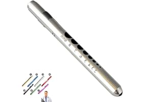 Mini Pen Torch Light SUPERTOOL Diagnostic Medical Penlight, Mini Reusable LED Penlight Flashlight Pen Torch for Home Outdoor Doctor Nurse EMT Emergency (Silver, 1 Pack)