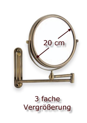 eleganter Kosmetikspiegel Wandspiegel Wand Spiegel vermessingt brüniert mit 3 fach Vergrößerung