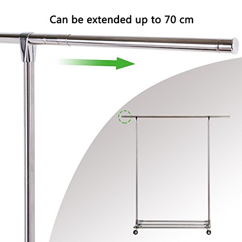 Lifewit Garderobenständer mit Rollen, Ausziehbar Kleiderstange Kleiderständer, Stabile Rollgarderobe Standgarderobe, Wäschetrockner Standtrockner, Edelstahl - 4