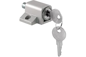 PRIME-LINE U 9861 Door, Aluminum Finish Push-in Sliding Patio Door Lock, Keyed, Die Cast, Zinc Plated, 1-3/4 in
