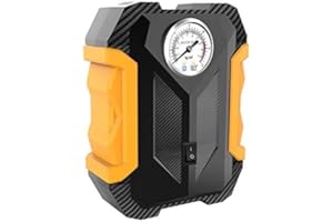 WISDOM LINE Compresseur d'Air Portable pour Pneus, Affichage Analogique, Pompe Électrique Intelligente, Noir et Orange