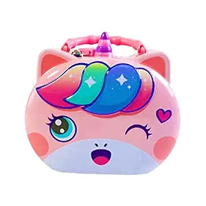 WISHKEY Cute Attractive Cartoon Unicorn Piggy Bank with Security Lock & Keys for Kids Money Saving Storage Coin Collector Box for Boys & Girls (Pack of 1 , Multicolor)