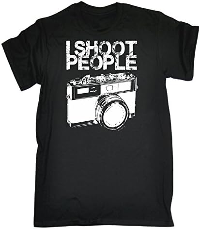 123t Men's I Shoot People White Logo (L - BLACK) T-SHIRT