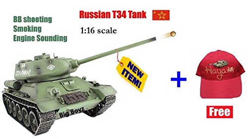 radio remote control rc tank Heng Long 2.4G T34 Shooting + Smoking + Engine Sounding 1/16 FREE HAT by Big Boyz ©
