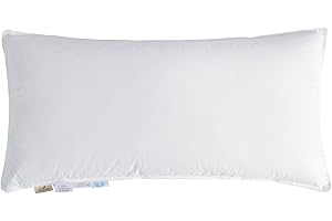 HOMYRIUM Poduszka puchowa 40 x 80 x 40 cm, wypełnienie 800 g, 3 komory: na zewnątrz 90% puch, wewnątrz 100% pióra, poszewka na poduszkę do spania hotelowego 100% bawełna, biała (,1 szt.)