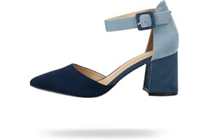 Rio Fiore Tacones de Mujer, Zapatos de tacón con Tiras, Negro/Azul/Beige/Blanco/Verde/Rojo/Fucsia/Violeta/Menta, Textil/Сuero sintético, 7 cm Tacón Bloque, Zapatos con Correa en el Tobillo, A0142