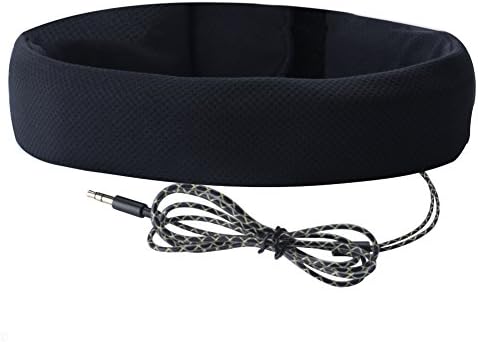 Sleep Headphone with Adjustable Headband and Built-in Removable Ultra Slim earphones Lightweight perfect for Air Travel Sleeping Yoga Running Relaxing (without Volume Control, Black)