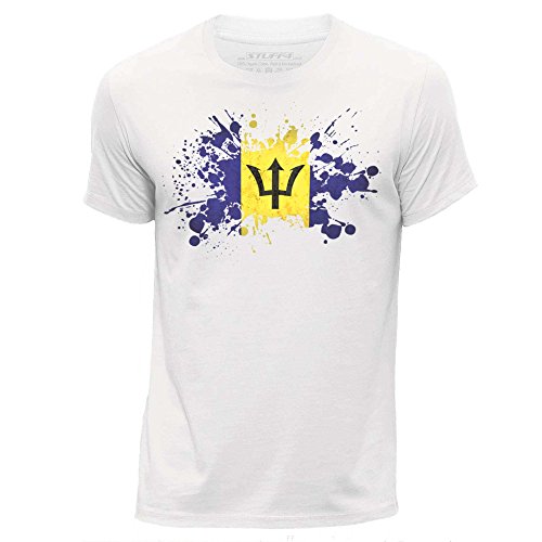 Stuff4 Men's T-Shirt/Barbados/Bajan Flag Splat/Round Neck Casual Short Sleeve 100% Organic Cotton