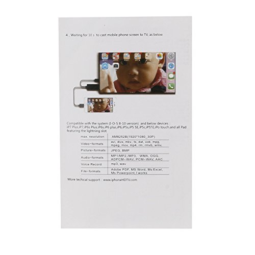 TV Adapter Kabel USB und Lightning Anschluss auf HDMI Anschluss iPhone zu HD Kabel-Adapter Airplay Air Mirroring Plug and Play für Apple iPhone und iPad Modelle - 4