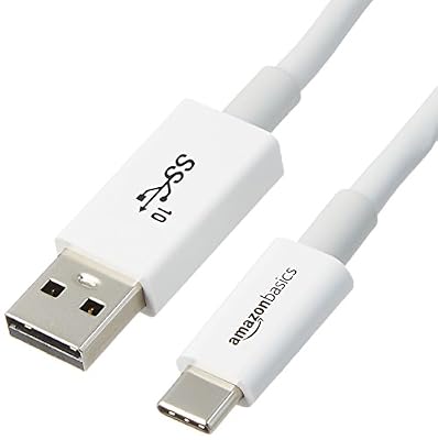 AmazonBasics Câble USB Type-C vers USB-A mâle 2e génération - 0,9 m - Blanc
