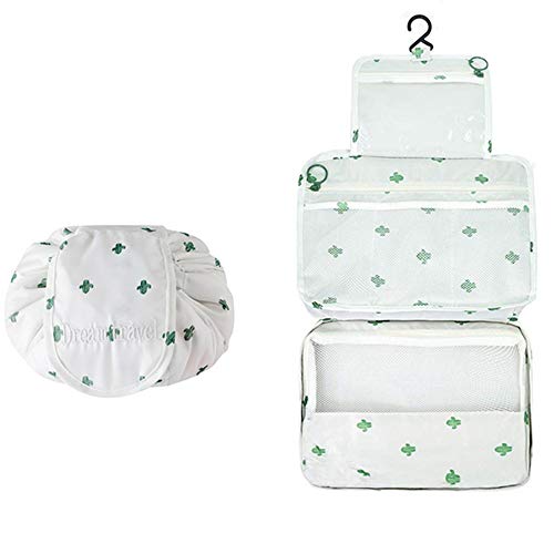 Beauty Case da Viaggio - Slopow 2 Pack Borsa da Toilette per Donna Trucco Cosmetico Portatile Organizzatore Ripiegabile Impermeabile Borsa Pigra Grande Capacità - Cactus